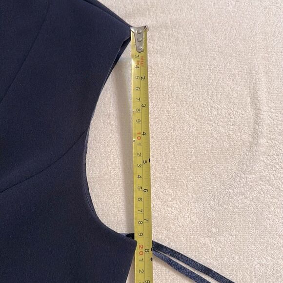 Ted Baker 14 (5) Navy Geodese V Neck Front Slit Back Zip Sleeveless Shift Dress - Picture 15 of 16